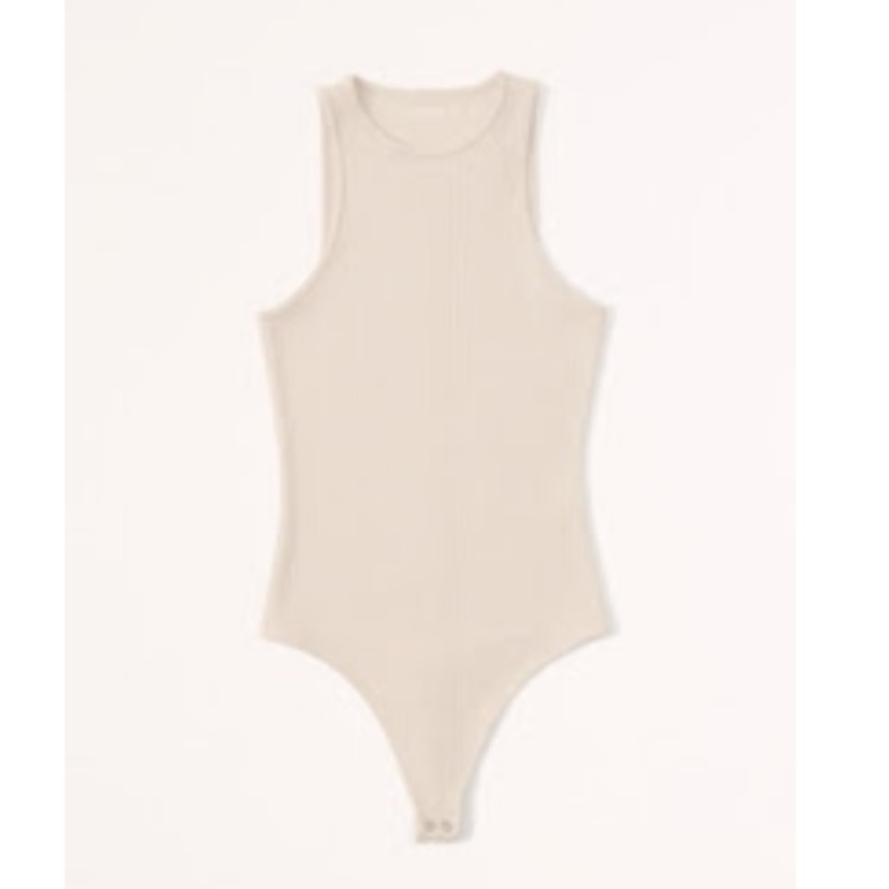 Abercrombie & Fitch Soft AF Ribbed One-Piece Bodysuit in Taupe